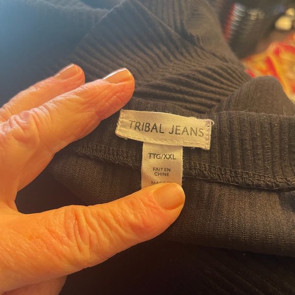 TRIBAL ribbed FUNNEL neck tunic in BLACK - XXL - Picture 2 of 5